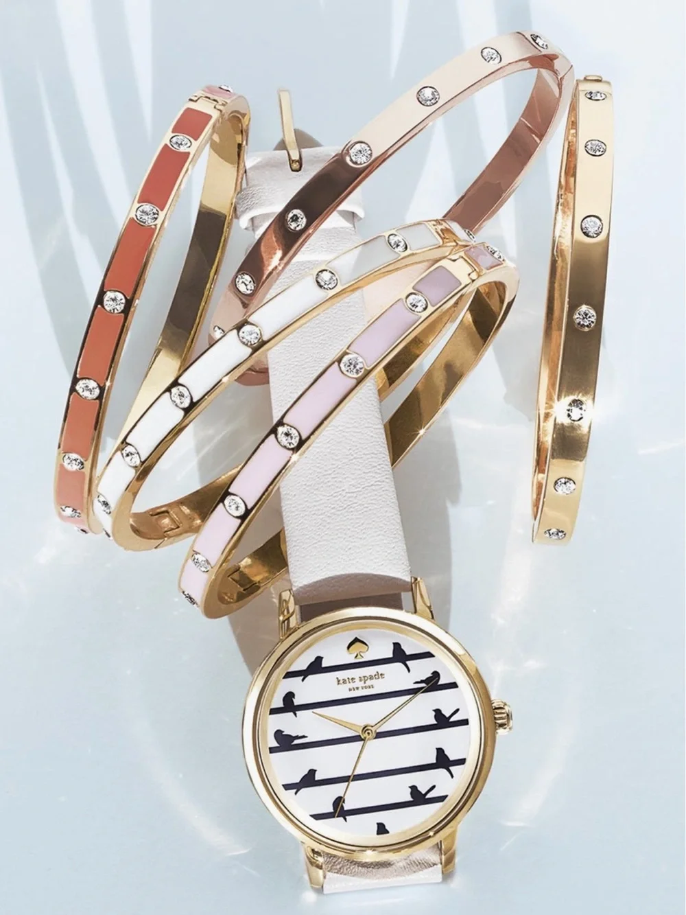 Kate spade Set in Stone Hinged Bangle White/Gold